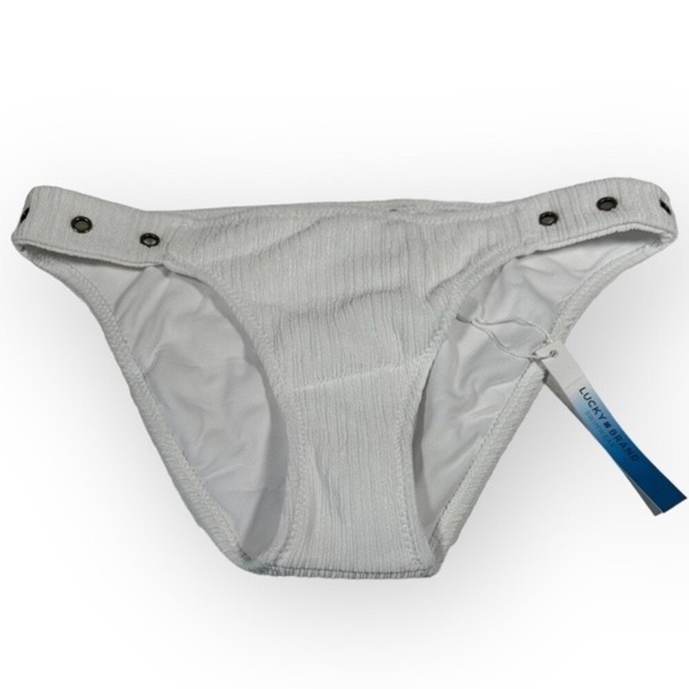 Lucky Brand Swim Bottoms Wm Medium White Swimsuit Rivets NEW